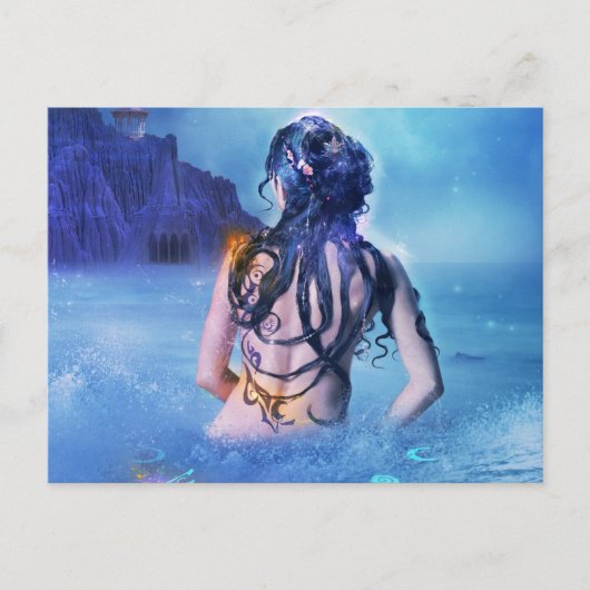 Godin van zee en nachtelijk briefkaart (Voorkant)
