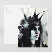 Godin zwart inkt schilderij briefkaart (Voorkant / Achterkant)