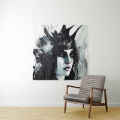 Godin zwart inkt schilderij wandkleed (In situ)