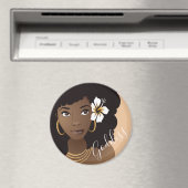 Godin, zwarte vrouw met een bloem in haar haar magneet (Insitu (Vaatwasser))