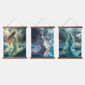 Godinnen van het water en Stormen Trinity Hangend Wandkleed (Driedubbel)