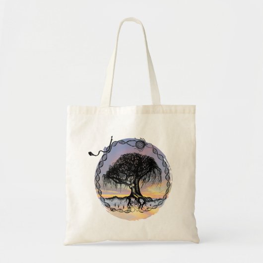 Godinnenboom als je maar op zonsondergang kijkt tote bag (Voorkant)