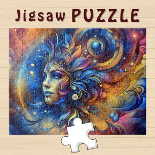 Godinnenhoofd blauwe Veer in Haar Augustus - Legpuzzel