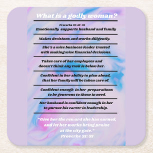 Godly Woman List van Proverbs 31 Kartonnen Onderzetters