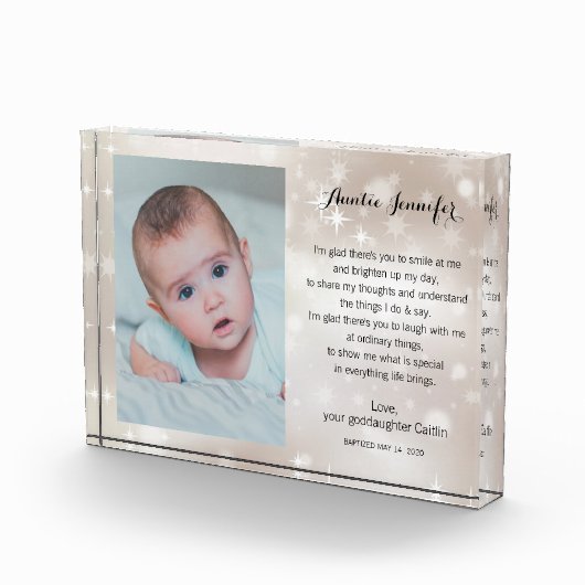 Godmoeder Baptism Poem op sterren Fotoblokken (Rechts)
