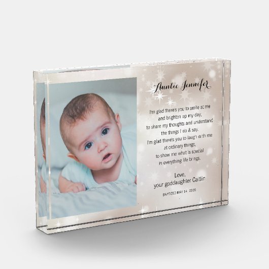 Godmoeder Baptism Poem op sterren Fotoblokken (Links)