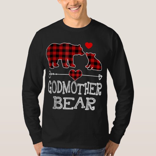 Godmoeder Beer Kerstmis Pajama Red Pset Buffalo T-shirt (Voorkant)