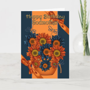 Godmoeder Birthday Card - Sunflower and Dragonfly Kaart