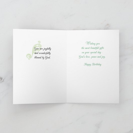 Godmoeder Birthday Green Flowers Kaart (Binnen)