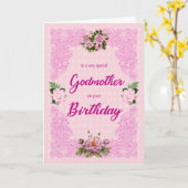 Godmoeder Birthday met Kaart van Rozen Roze (Gele Bloem)