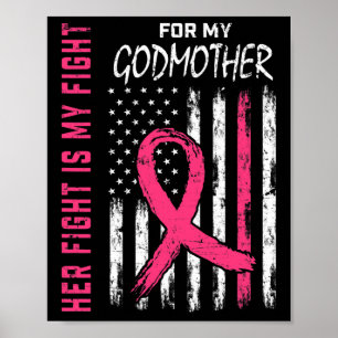 Godmoeder Borst Cancer Awareness Flag Family Figh Poster