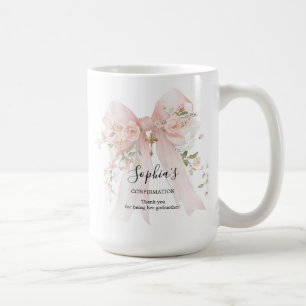Godmoeder Cadeau Eerste Communie Roze Strik Rozen Koffiemok
