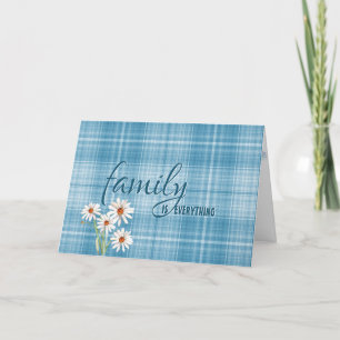 Godmoeder daisy over de verjaardag van aqua plaid kaart