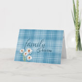 Godmoeder daisy over de verjaardag van aqua plaid kaart (Voorkant)