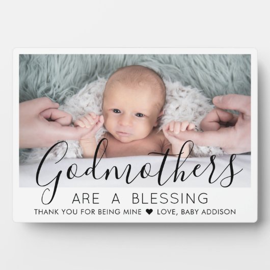 Godmoeder Dank je Baptisme of Christening Foto Fotoplaat (voorkant)