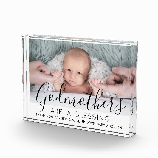 Godmoeder Dank u Baptisme of Christening Modern Fotoblokken (Rechts)