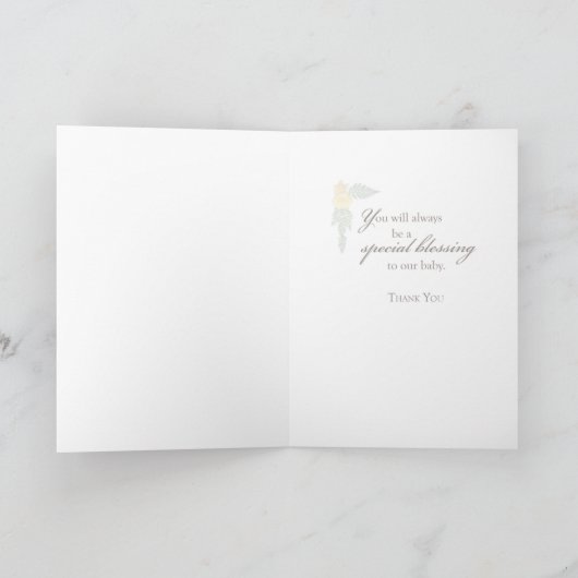 Godmoeder Hartelijk dank met Baby Shoes en Gele Ro Bedankkaart (Binnen)