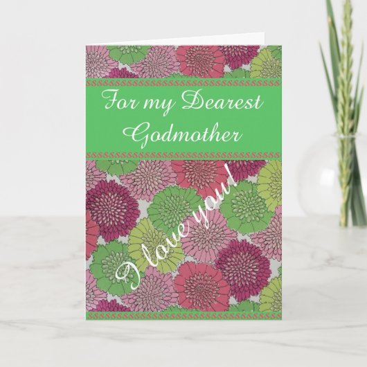 Godmoeder Moederdag Card -  Floral Kaart (Voorkant)