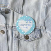 Godmoeder om blauw hart Baby shower Button te zijn (In situ)