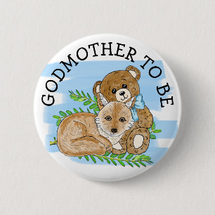 Godmoeder om Fox en Teddy Bear Baby shower te zijn Ronde Button 5,7 Cm