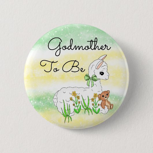 Godmoeder om Llama te zijn met Teddy Bear Ronde Button 5,7 Cm (Voorkant)