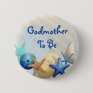 Godmoeder om te zijn, Beach Threated Baby shower Ronde Button 5,7 Cm