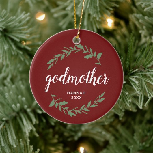 Godmoeder Specialized Gift Festive Laurel Wreath Keramisch Ornament (Boom)