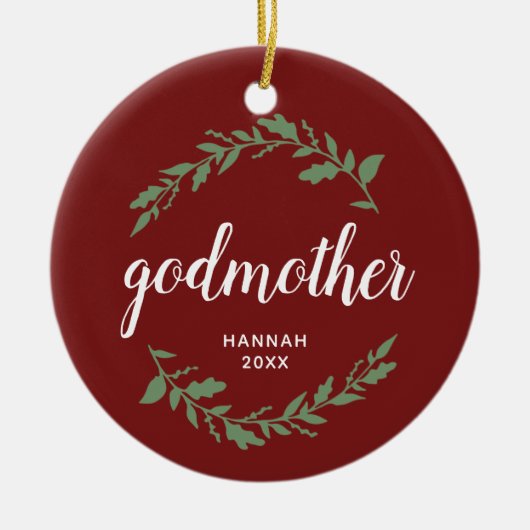 Godmoeder Specialized Gift Festive Laurel Wreath Keramisch Ornament (Voorkant)