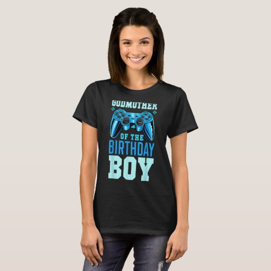 Godmoeder van de Birthday Boy Matching Video Gamer T-shirt (Voorkant volledig)