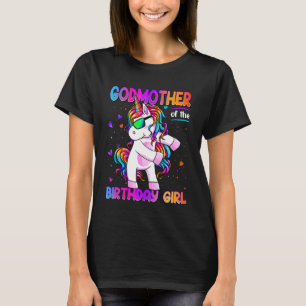 Godmoeder van de Birthday Girl Dabbing Unicorn Par T-shirt
