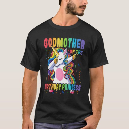 Godmoeder van de Birthday prinses Dabbing Unicorn T-shirt (Voorkant)