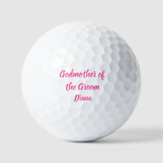 Godmoeder van de Groom Pink Custom Name Wedding Golfballen (Voorkant)