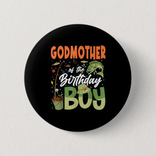 Godmoeder van de jarige visser familie verjaardag ronde button 5,7 cm
