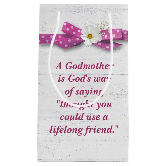 Godmoeder verjaardag met Polka Dot Ribbon Klein Cadeauzakje (Voorkant)