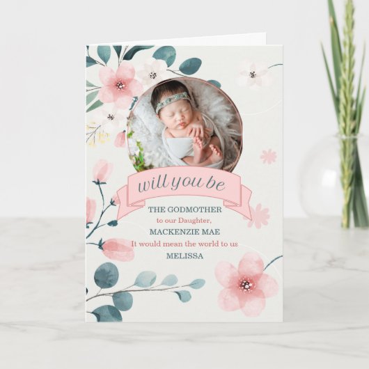 Godmoeder Verzoek om Perzikbloesems met foto Kaart (Voorkant)