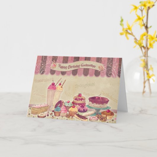 Godmoeder - vogelkaart - snoer en snoepgoed kaart (Gele Bloem)