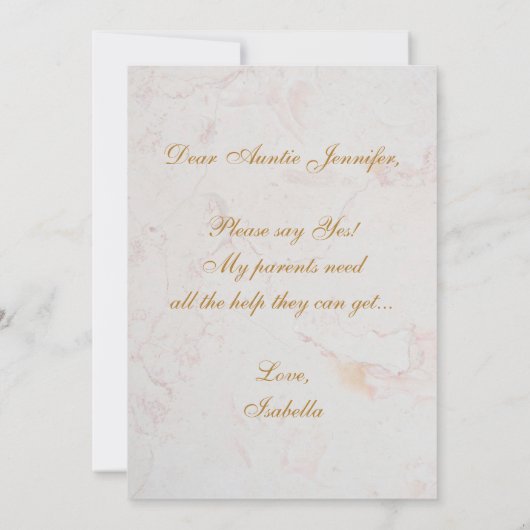 Godmoeder Voorstel Foto Roos Wreatscript Marble (Achterkant)