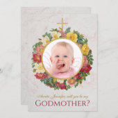 Godmoeder Voorstel Foto Roos Wreatscript Marble (Voorkant / Achterkant)