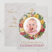 Godmoeder Voorstel Foto Rozenkrans Script Marmer (Voorkant / Achterkant)