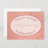 Godmoeder Voorstel Roos Gold White Oval Script Briefkaart (Voorkant / Achterkant)