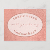 Godmoeder Voorstel Roos Gold White Oval Script Briefkaart (Voorkant)