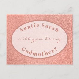 Godmoeder Voorstel Roze Goud Wit Ovaal Script Briefkaart