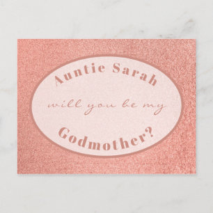Godmoeder Voorstel Roze Goud Wit Ovaal Script Briefkaart