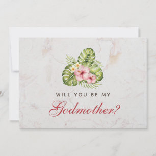 Godmoeder Voorstel Tropische Bladeren Bloem Hibisc Kaart
