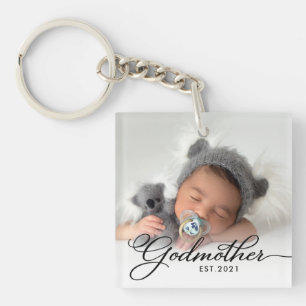 Godmoeder Year Vestigde Foto Sleutelhanger