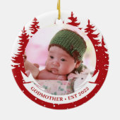 Godmoeder Year Vestiging FotoKerstmis Keramisch Ornament (Achterkant)