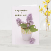 Godmoeder zuster Dag met Lilacs in Coffee Cup Kaart (Gele Bloem)