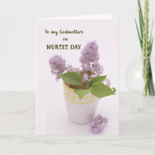 Godmoeder zuster Dag met Lilacs in Coffee Cup Kaart