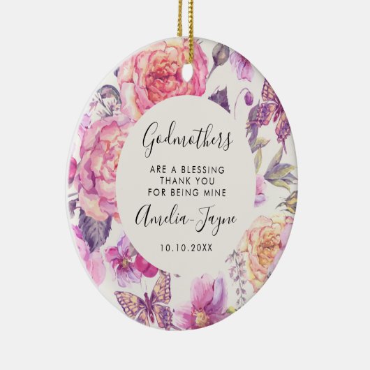 Godmoeders zijn een bloeiende Floral Butterfly fot Keramisch Ornament (Rechts)