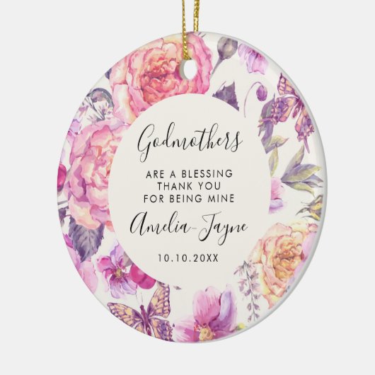 Godmoeders zijn een bloeiende Floral Butterfly fot Keramisch Ornament (Links)